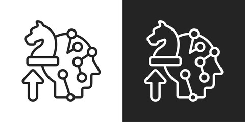 Strategies Icon In Line Version On Black And White Background