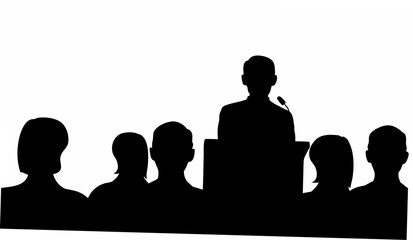 Dynamic speaker addressing audience at conference, empowering presentation, engaging leadership, corporate event, seminar, educational, business gathering