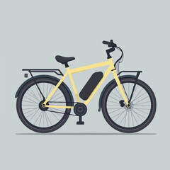 Fototapeta premium Minimalist Vector Illustration of Electric Bicycle in Modern Style with Soft Yellow and Dark Gray Colors