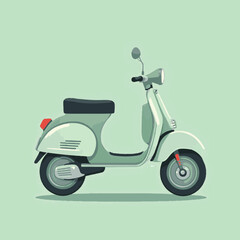 Vector Illustration of Vintage Scooter in Minimalist Style with Soft Green and Gray Colors