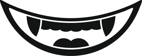 Black and white drawing of vampire's smile baring fangs
