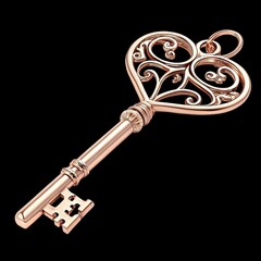 golden key with keyhole