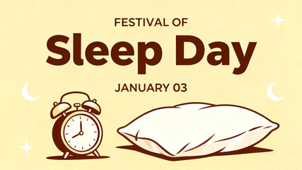 The alarm clock pillow element represents sleep festivals, regular rest, and health concepts, and is suitable for promoting sleep health and daily routines.
