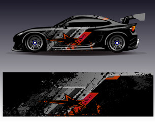 Car wrap design vector. Graphic abstract stripe racing background designs for vehicle, rally, race, adventure and car racing livery