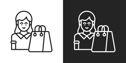 Customer Icon In Line Version On Black And White Background