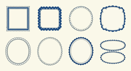 Elegant Collection of Decorative Frames with Scalloped Edges for Artistic Designs