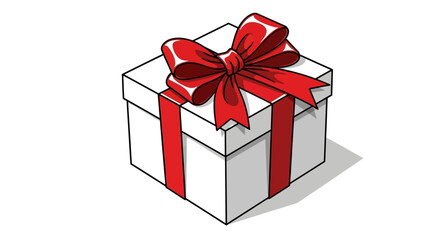 Present Box with Red Bow Festive Celebration and Gift Giving