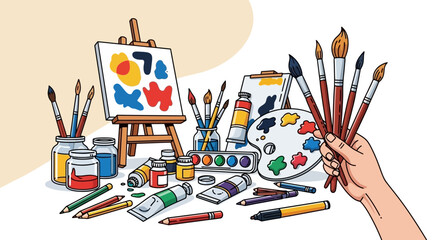 Artistic Expression Vibrant Palette of Creativity in Studio