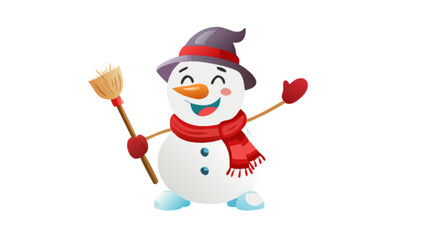 Cute snowman vector illustration for winter holidays christmas season greeting card and design project use