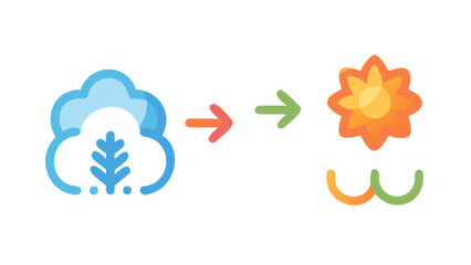 Cloud to sun weather forecast icon vector illustration for meteorology and climate change concept design