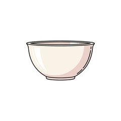 Minimalist Ceramic Bowl Illustration Clean Vector Outline