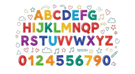 Colorful Alphabet and Numbers Illustration Vibrant Educational Design for Learning and Play
