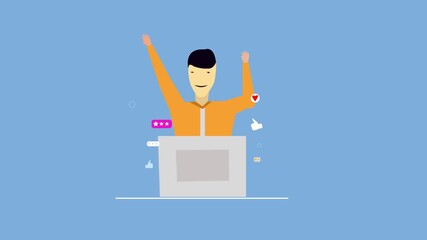 Worker hard work for career, talent grow with work concept, 2d animation