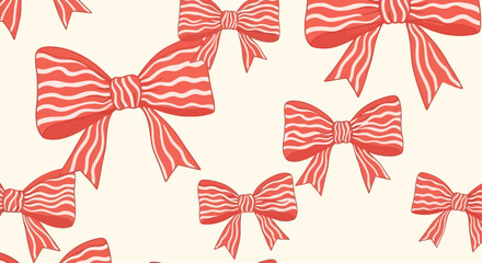 Festive Red Bows A Delightful Pattern for Holiday Celebrations and Gift-Giving Occasions