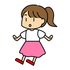 驚いている女の子のイラスト（ポーズ・表情・子ども）
