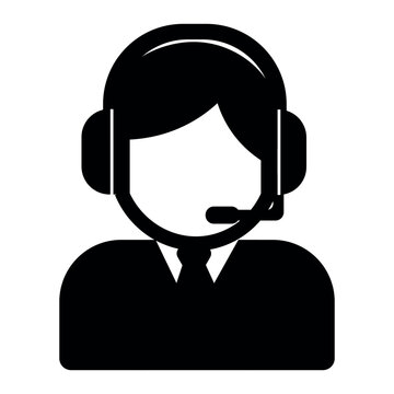 Call Center Agent Icon with Headset &ndash; Customer Support Representative Silhouette