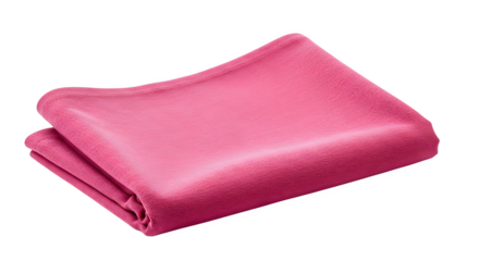A folded pink blanket sits against a black background with soft lighting and a smooth texture look