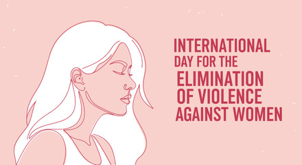 Elegant line drawing of a woman, representing International Day for the Elimination of Violence Against Women, promoting awareness.
