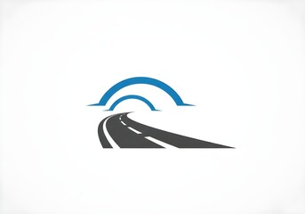 Curved Road and Horizon Graphic with Blue Arc
