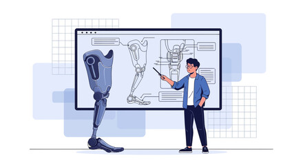 Innovative prosthetic leg design presentation showcasing advanced engineering features for