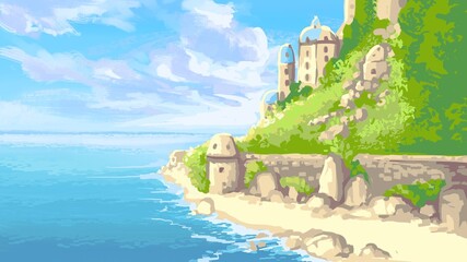 castle in the sea rocky coast © Red Melon