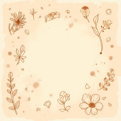 Hand-Drawn Style Sepia Botanical Doodles on Vintage Coffee-Stained Paper &ndash; Boho Scrapbook Elements 2025