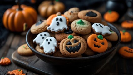 Obraz premium Halloween cookies in a bowl (1)