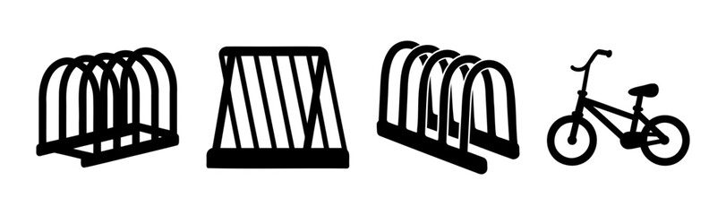 Bicycle racks and a bike silhouette set for urban cycling