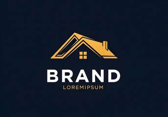 Real Estate Logo with Yellow Roof and Window – Professional Brand Identity