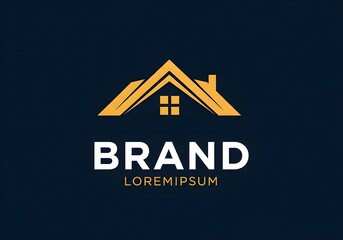 Real Estate Logo with Yellow House and Upward Arrow – Growth-Oriented Brand Identity