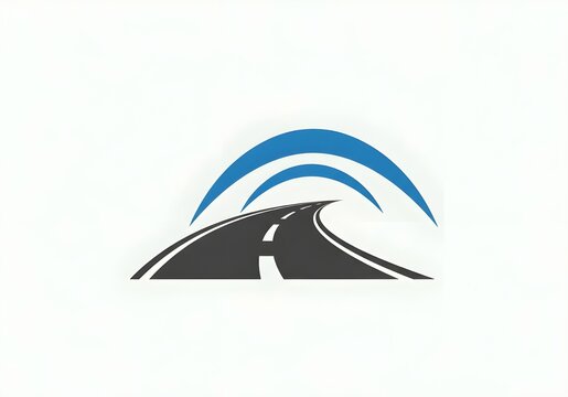Upward Journey &ndash; Abstract Road with Blue Arcs