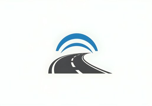 Curved Road with Signal Arcs &ndash; Minimalist Transportation Concept