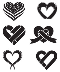 Romantic Heart Icons Collection for Valentine Day Design.