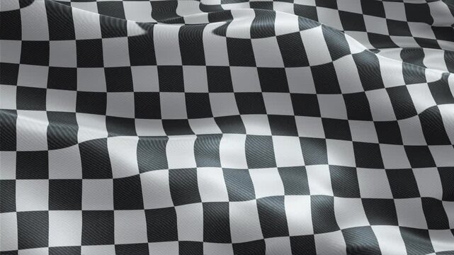 Checkered Racing Flag Waving Loop Animation &ndash; Black and White Finish Line Flag