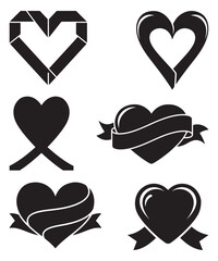 Romantic Heart Icons Collection for Valentine Day Design.