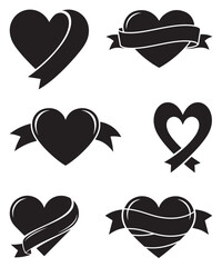 Romantic Heart Icons Collection for Valentine Day Design.