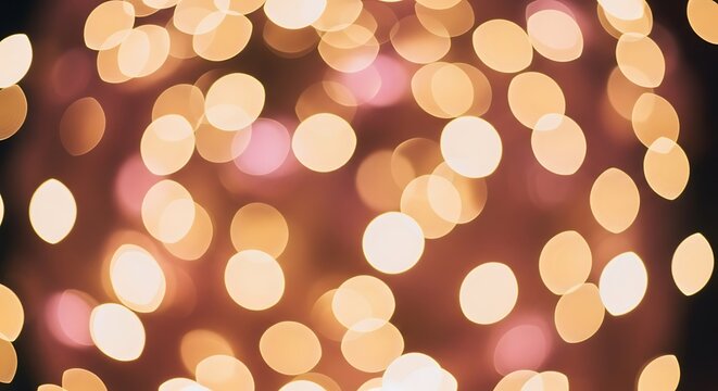 Softly blurred golden and pink bokeh lights create a warm magical and ethereal background for festive celebrations and events