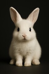 White baby rabbit studio portrait with upright ears (JPEG 300DPI 7200x10800)
