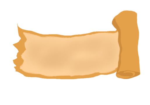 Ancient scroll with transparent background, design elements, space for text and illustrations.