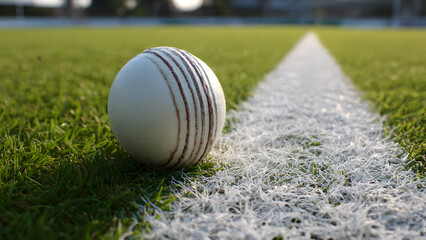 Cricket ball impact moment on bat sweet spot with visible compression and wood fibers detail