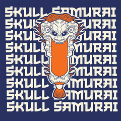 Japanese Demon Oni Mask Logo Design vector illustration	
