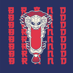 Japanese Demon Oni Mask Logo Design vector illustration	
