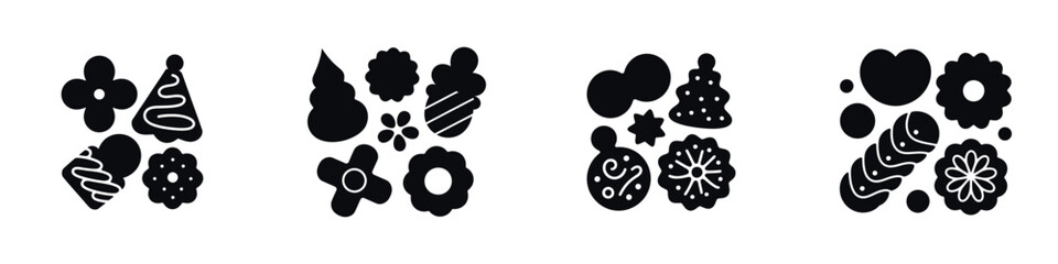 Christmas Cookies and Winter Sweets Vector Illustration – Festive Holiday Desserts Collection with Gingerbread, Biscuits, and Pastries, Perfect for New Year Celebration and Seasonal Design