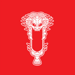 Japanese Demon Oni Mask Logo Design vector illustration	
