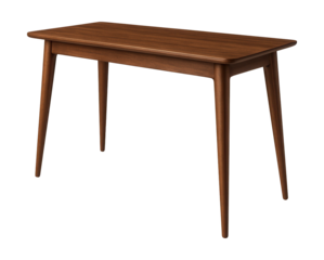 Mid-century modern dining console table with tapered legs for a retro living room.