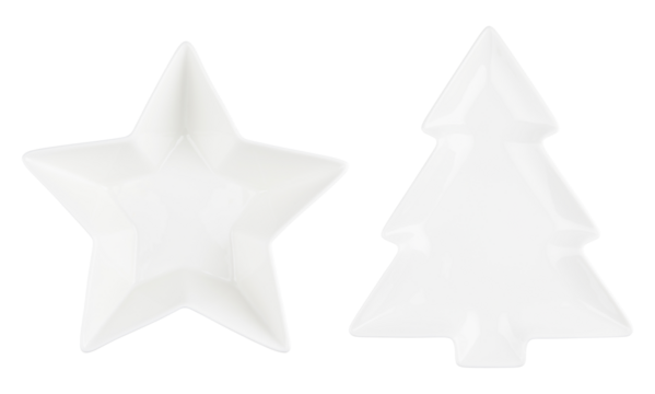 White star-shaped bowl or plate cut out isolated transparent background