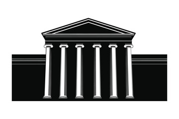 Classic greek revival building facade silhouette