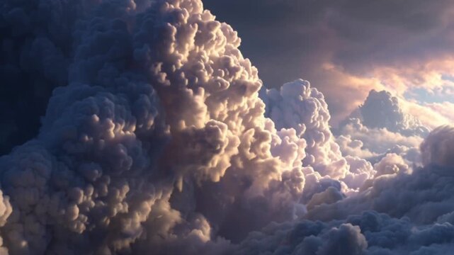 A cinematic and mesmerizing view of shape-shifting clouds drifting across the sky, morphing into surreal patterns with dynamic lighting, ethereal textures, and a dreamy, atmospheric panorama