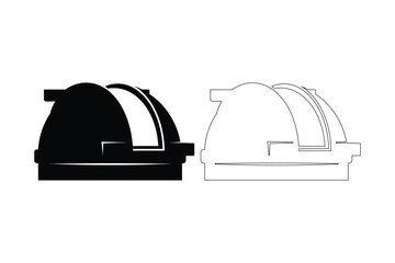 Silhouette and outline of a modern observatory dome