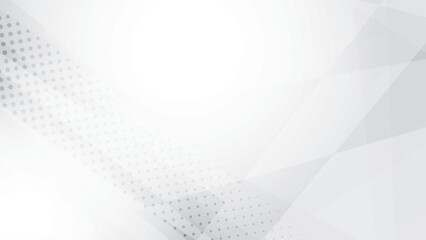 Abstract white and gray color, modern design stripes background with geometric shape and dot pattern, halftone effect. Vector illustration.	